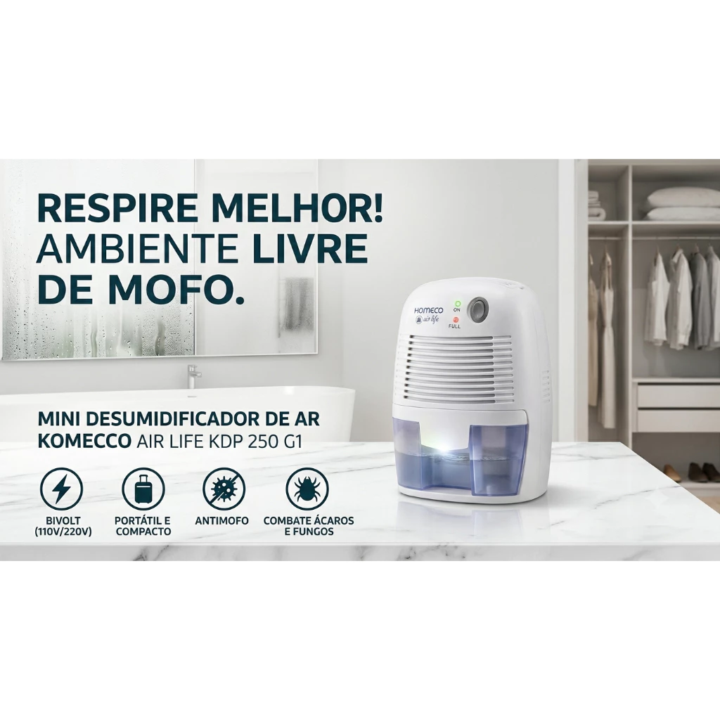 Mini Desumidificador de Ar Portátil Bivolt 0,5 L — Komeco Air Life — imagem 7