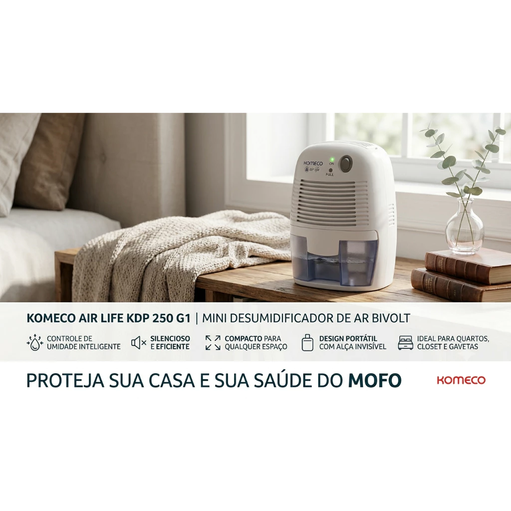 Mini Desumidificador de Ar Portátil Bivolt 0,5 L — Komeco Air Life — imagem 6