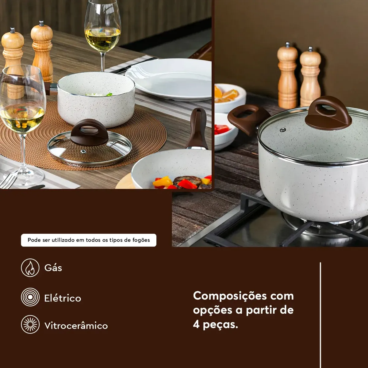 Conjunto de Panelas 8 Peças Ceramic Life Smart Plus Vanilla Brinox — imagem 5