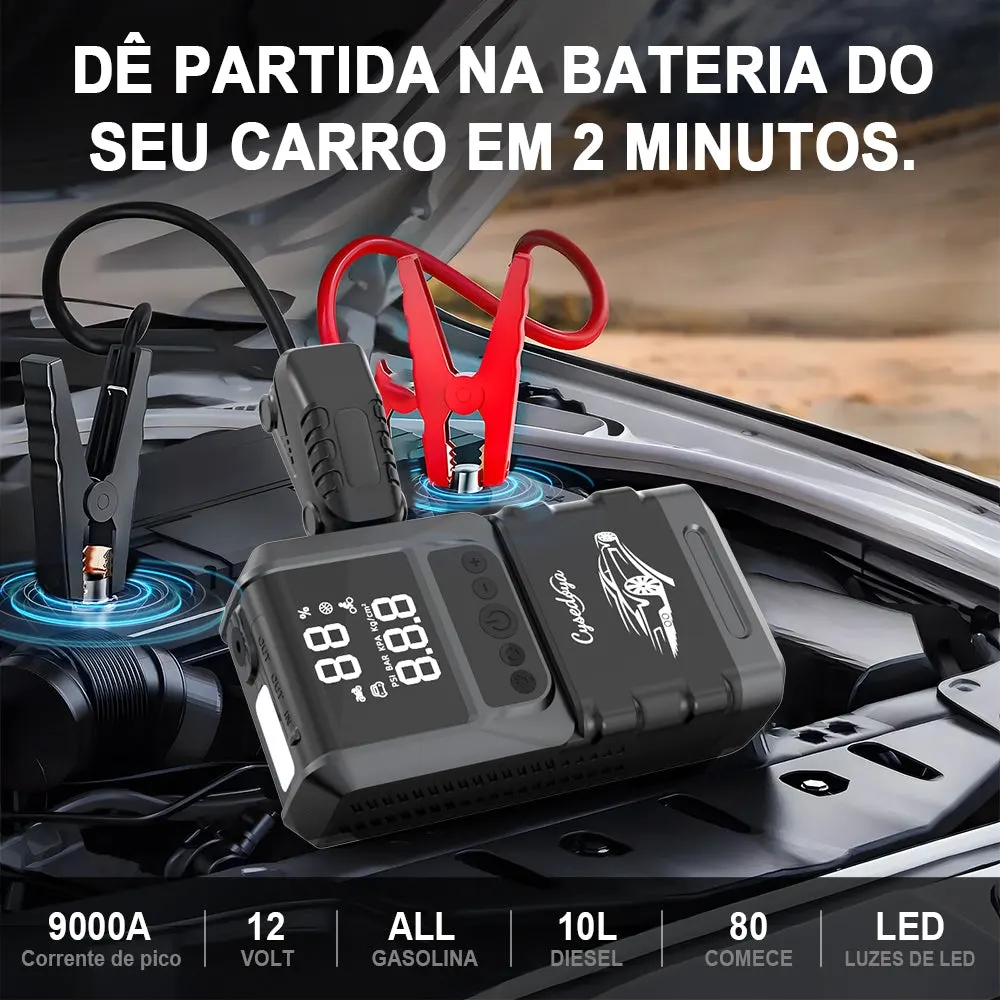 Auxiliar de Partida 4 em 1 com Compressor de Ar 150 PSI, Power Bank e Lanterna SOS — imagem 3