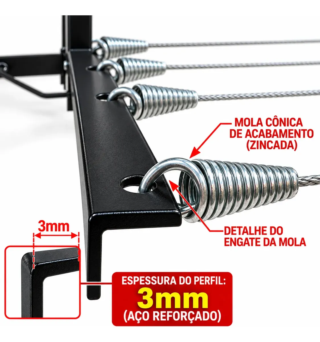 Varal de Muro e Parede Articulado Reforçado Retrátil — Aço 3 mm, Corda de Aço 110 kg — imagem 3